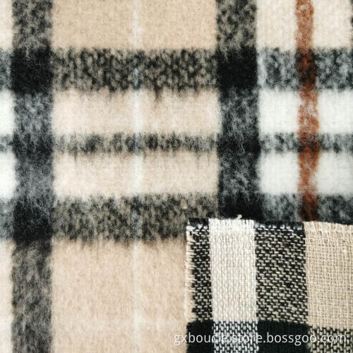 Woolen Boucle fashion Plaid design long brushing fabric